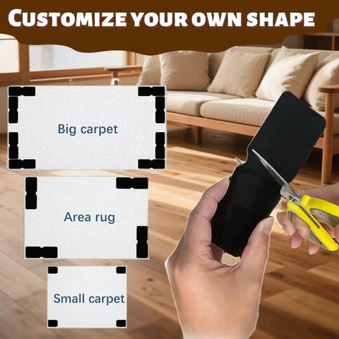 Hand cutting Non Slip Rug Grippers With Strong Adhesive Double Sided Tape For Area Rugs Keeps Corners Flat, Stops Sliding