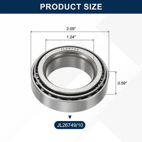 Heavy Duty Tapered Roller Bearing Cone And Cup Set For Heavy Machinery And Automotive Equipment 1.24 Inch Bore 2.09 Inch OD 0.59 Inch Width Chrome Steel