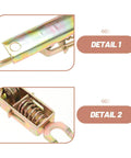 Detail view of Heavy Duty 2 Piece Spring Loaded Trailer Latch Set With Galvanized Build, showcasing iron spring mechanism.