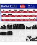 Must Have Nylon Hex Standoff Kit M2 M3 Female And Male Spacers for PCB Drone Prototyping and Computer Circuit Boards Plastic Threaded Spacers Includes White M2 120Pcs And Black M3 180Pcs in Storage Box 300Pcs showing organized compartments of black and white spacers inside plastic storage case