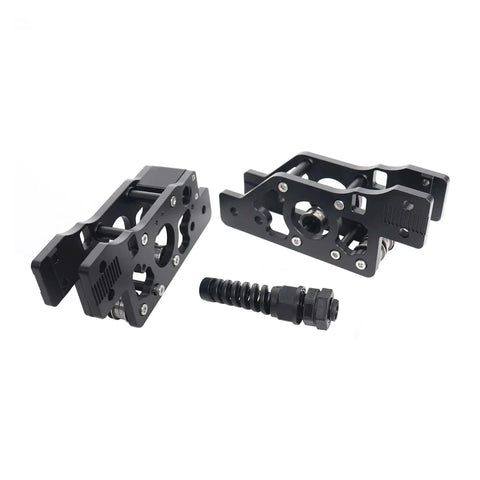 CNC Aluminum XY Axis Motor Drive Frame Kit With PG7 Cable Gland For High Speed 3D Printer Motion, shown with two black machined frame parts