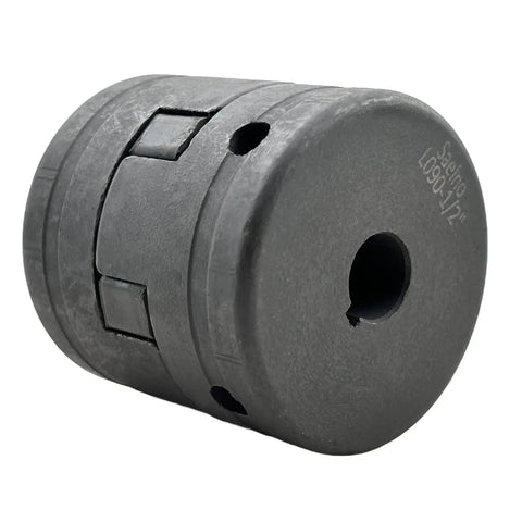Side view of Flexible 3-Piece L-Jaw Coupling Set With Rubber Spider, 1/2 In To 7/8 In Bores, Heavy Duty Cast Iron L090