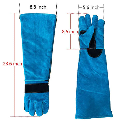 Bite Proof 23.7 Inch Kevlar Reinforced Animal Handling Gloves Heavy Duty Leather Pet Gloves For Dogs Cats Birds Falcons Reptiles