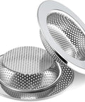 Set Of Two Sink Drain Strainers Keeping Your Pipes Free Of Nasty Gunk While Trapping Messy Hairballs So You Can Kick Clogs To The Curb Featuring A Deep Basket Fit For Bath Or Kitchen Basin, stainless steel mesh, compact design.