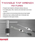 T Handle Tap Wrench For Holding Taps Drills Reamers And Small Tools, Pro Grade Shop Essential Gear, shown with features.
