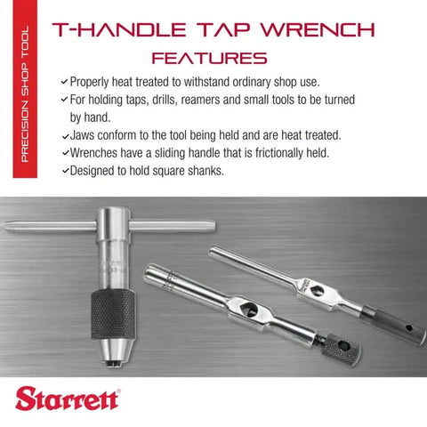 T Handle Tap Wrench For Holding Taps Drills Reamers And Small Tools, Pro Grade Shop Essential Gear, shown with features.