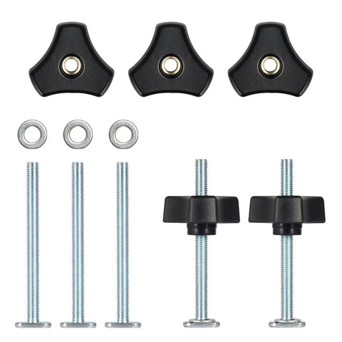 5 Pack M8 T Track Bolt Kit With Knob And Washers For Woodworking Jigs And Fixtures, 100mm Bolts, T Slot Bolts, Fits 3/4 x 3/8 Inch