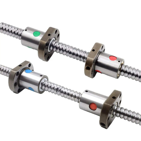 Bidirectional 32mm Ball Screw SFU3210 Kit with 2 Nuts 68.9in Length 10mm Lead for CNC Machines; screw and nuts visible