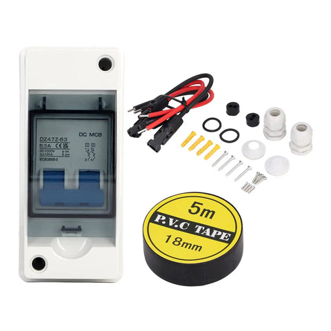 Two Pole 1000V 63 Amp DC Solar Disconnect Switch With DIN Rail Mount Outdoor IP65 Waterproof Box Isolator For PV System