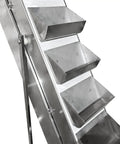 Rugged 220V 1 Phase Bucket Elevator Material Conveyor With 94 Point 5 Inch Lift Height And 400W Motor showing stainless steel buckets.