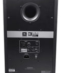 Rear view of two 8 inch 2 way active studio reference monitors with MkII transducers, showing input ports and boundary EQ controls.