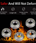 Mini Ball Bearings Set, 10 Pcs F688ZZ Steel Double Shielded Flange Miniature Bearings For Motors, High Precision, Low Noise, Durable Bearing Kit, 8x16x5mm shown with five steel bearings over flames