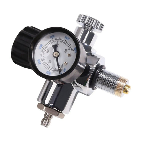 Pressure gauge regulator for Built Tough Carbon Fiber Air Tank Six Point Eight Liter With Paintball Fill Station And Gauge Regulator.