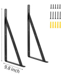 Aluminum Alloy Heavy Duty Shelf Brackets 16x10 Inch L Brackets 6 Pack Max Load 360 Lbs Each Pair Right Angle Corner Braces Black