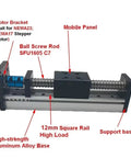 Badass Linear Guide Stage Featuring SFU1605 Ballscrew Drive Nema 23 Stepper Motor Plug And Play All In One Sliding Table Actuator with motor bracket and ball screw.