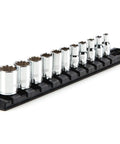 Shallow Drive 1/4 Inch 11 Piece 12 Point Socket Set With Rail 5/32 To 9/16 Inch Includes 11 Sockets And Rail For Easy Organization SHD90103
