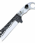 Cowboy Style Fixed Blade Knife with unique textured handle, ideal for camping, ranch work, hunting, and bushcraft use.