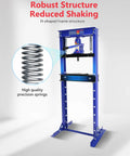 Badass 12 Ton Hydraulic Shop Press Workhorse With Adjustable Height And Sliding Plates, featuring robust H-frame structure.