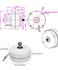 Diagram and dimensions of 100W 12V 24V Permanent Magnet Generator For Off Grid Diy Wind Turbine And Hydro Generator 3 Phase Gearless Alternator 600 RPM With Base And 100A 1600V Rectifier High Efficiency Renewable Energy Starter