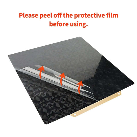Double Sided PEI Textured And Smooth PEO Magnetic Build Plate 235x235mm with protective film partially lifted