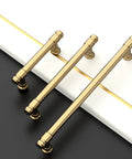 10 Pack 5 Inch Cabinet Pulls Champagne Bronze Gold Finish Dope Zinc Alloy Handles on white and black cabinet surface