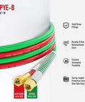 Built Like A Tank Oxy Acetylene Welding Hose 50 Foot 1/4 Inch Twin Line Rubber Cord With 9 16 18 B Style Fittings detailed view.