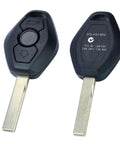 Front and back view of 315 433MHz Adjustable ID44 Chip EWS System Remote Key Fob With 3 Buttons For BMW 325 330 318 525
