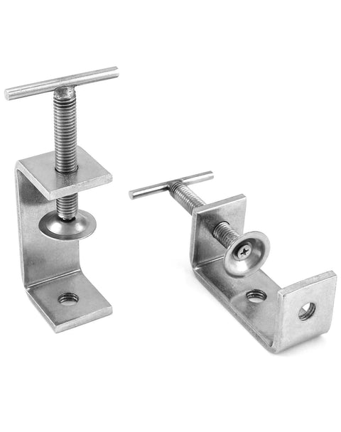 QWORK 304 stainless steel C-clamps, Tiger Clamp style, 2-pack, front view