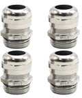 Four Pack Nickel Plated Copper Cable Glands 1/2 NPT Adjustable 6-12mm Waterproof Joints For Junction Boxes And Electrical Cabinets Built To Last Tough As Nails Silver