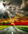 Heavy Duty Grounding Rod 31.5 Inch Steel Galvanized Grounding Electrode For Lightning Protection Electric Fences Antennas Generators And Ground Bonding Needs With Conical Tip For Solid Soil Contact under stormy sky