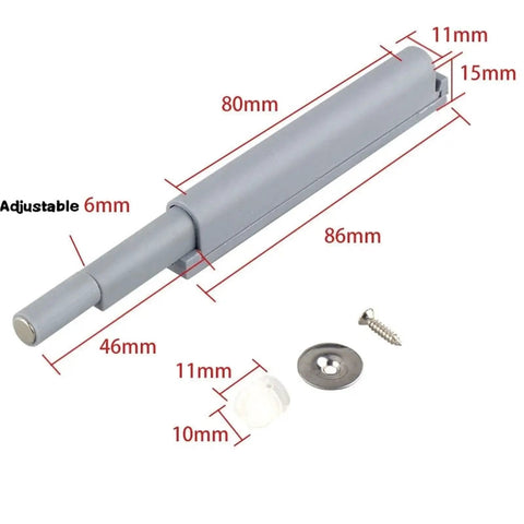 Push To Open Cabinet Catches With Magnetic Latch 20 Pack Quiet Close Invisible Handle Easy Install, dimensions labeled.