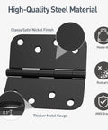 Three Pack Four Inch Door Hinges With Five Eighths Inch Radius Corners Matte Black Finish For Interior And Exterior Doors Ideal For Entryways Patios Playhouses And More Includes All Screws featuring high-quality steel material