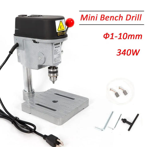 Hella Solid 340W Benchtop Drill Press With Three Speed Settings And Adjustable 1 To 10Mm Chuck For Woodworking Jewelry Crafts and Light Metal Drilling Projects