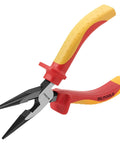 Insulated Needle Nose Pliers, 6 Inch, 1000V VDE Certified, Cr V Steel, Long Narrow Jaws For Tight Spaces, Reaches Into Electrical Boxes And Dense Panels, Pro Grade Tool For Electricians And Wiring Bundles.