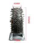 Heavy Duty Six Inch Thickened Inflatable Rubber Tire Tough As Nails Pneumatic Wheel with hexagonal tread and metal base