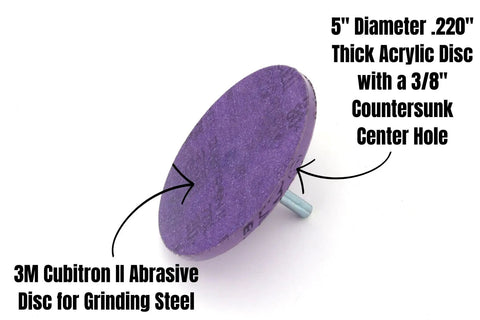 5 Inch Drill Press Sharpener For Woodworking Tools Chisels And Plane Blades Comes With Steel Arbors Acrylic Discs PSA Abrasive Discs Horsebutt Leather And Honing Compound For Fast Razor Sharp Edges And Precise Sharpening acrylic disc with steel arbor