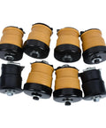 Heavy Duty Body Cab Mount Bushing Kit Direct Swap Replaces 924-320 eight piece set, featuring black and yellow bushings for Ford F250 F350.