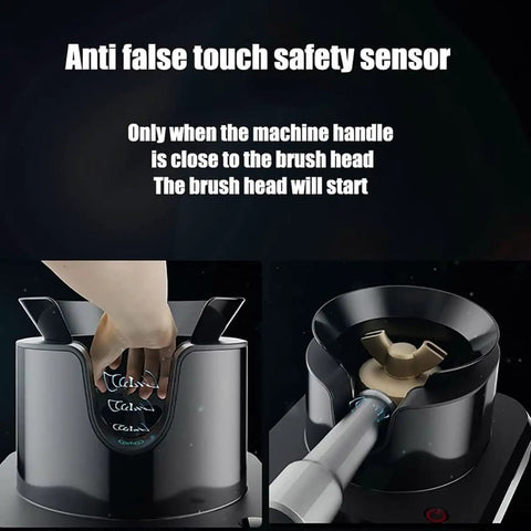 Automatic Electric Espresso Portafilter Knock Box With Touchless Sensor And No Sweat Dry Ground Cleanup For Your Home Bar Pro Or Cafe Crew Easy Machine Setup with safety sensor.
