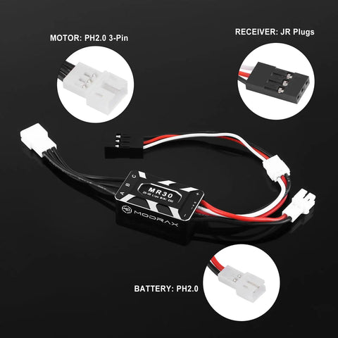 Beefed Up 4500KV Outrunner Brushless Motor And 25A ESC Combo With 11T Pinion Gear wiring connectors for Axial SCX30 Crawler Upgrade