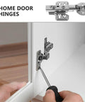 Installing stainless steel cabinet door damper hinges with hydraulic damping no-slam soft close for kitchen cabinets.