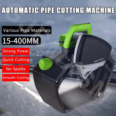 Automatic pipe cutting machine for 15-400 mm, featuring heavy duty stainless steel blade and precision rail for smooth cuts.