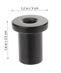 Close-up of a black five pack flat track spacer for sliding barn door hardware, measuring 1.2 inches in diameter and 1.4 inches in height.