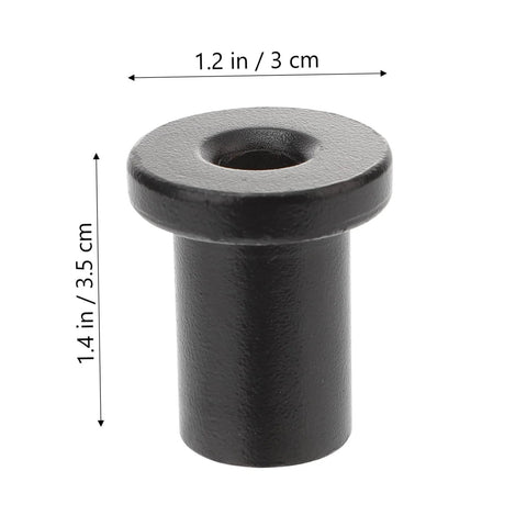 Close-up of a black five pack flat track spacer for sliding barn door hardware, measuring 1.2 inches in diameter and 1.4 inches in height.