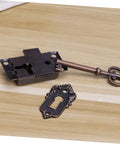 Retro Vintage Wooden Jewelry Box Latches Set 4 Alloy Draw Latch Locks with Screws for Furniture Cabinets Boxes Chests DIY Projects and Home Decor Hardware - Antique lock and key with ornate keyhole on wood.