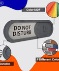 Do Not Disturb Welcome Slider Door Sign For Home Office No Drama Privacy Sign With Easy Install Premium MDF In Warm Brown 7.5 By 2.2 Inches Durable Door Hanger For Office Dorm Or Medical Clinics showcasing color options and thickness.