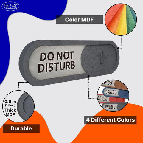 Do Not Disturb Welcome Slider Door Sign For Home Office No Drama Privacy Sign With Easy Install Premium MDF In Warm Brown 7.5 By 2.2 Inches Durable Door Hanger For Office Dorm Or Medical Clinics showcasing color options and thickness.