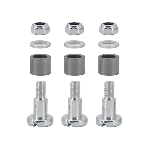 Top Shelf 3 Pack Trimmer Head Shoulder Bolt Kit parts including steel bolts, nuts, and bushings for Stihl tools.