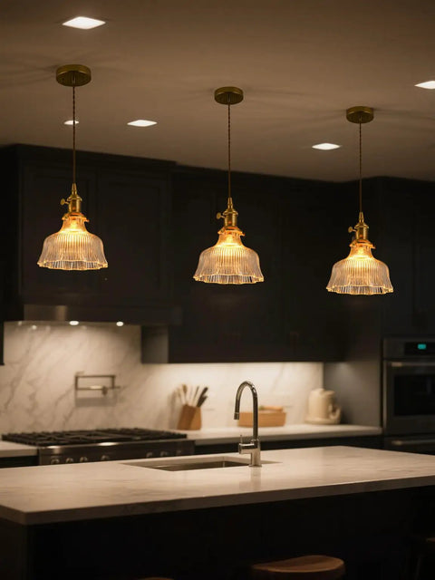 Elegant kitchen scene with three illuminated Dope Black Mini Pendant Light Fixture For Kitchen Island And Dining Area
