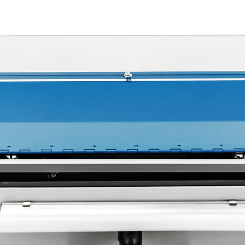 Close-up view of the Workhorse Jewelry Polisher Buffer with 200W Motor, Dust Collector and LED Light, top blue panel detail.