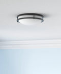 12 Inch LED Flush Mount Ceiling Light With 5 Color Temperature Options 2700K 3000K 3500K 4000K 5000K Dimmable 1120 Lumens Energy Star ETL Listed Matte Black mounted on ceiling